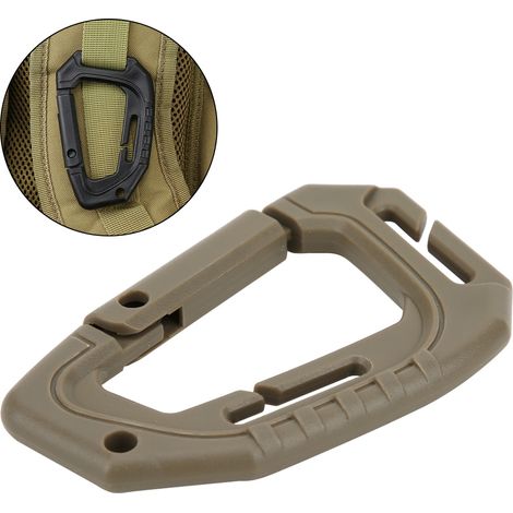10 Pièces Mousquetons en Nylon Type D pour Randonnée, Escalade et Accrobranche (Marron) (1/5)