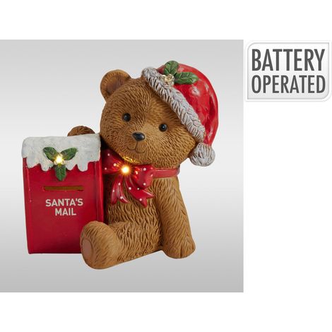 Orso con cassetta postale e LED 35 cm PERAGA CHRISTMAS