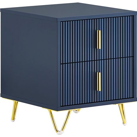 SoBuy Nightstand, Bedside Table with 2 Drawers, Modern Side Table for Bedroom and Living Room, Blue L40 x W40 x H47 cm FBT115-B