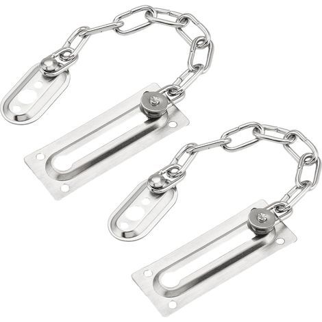 - Candado de cadena - Accesorio para puerta - Seguridad interior de acero inoxidable para hogar y apartamento, color plata, 85x37cm (1/5)