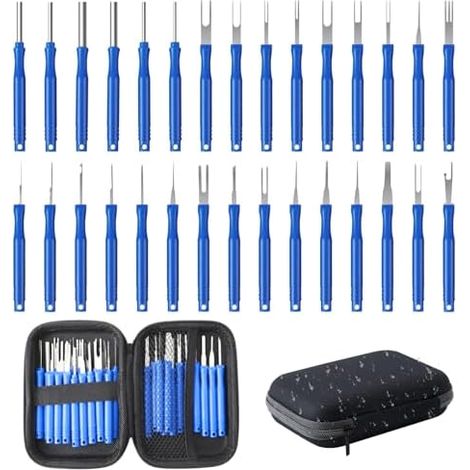 Lot de 30 Extracteur De Cosses, Outils Retrait Terminal pour la Plupart des Terminaux Connecteurs (Bleu) Bleu - (1/5)
