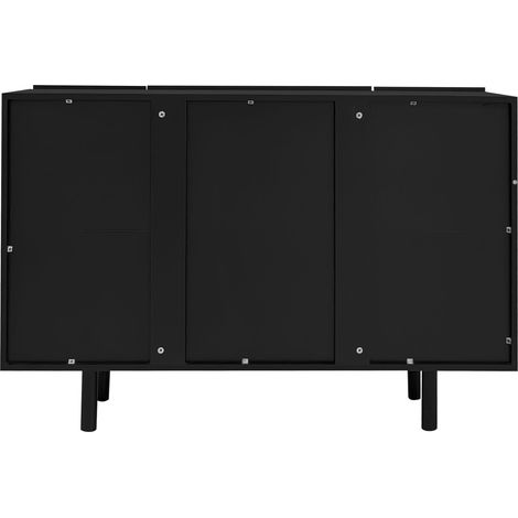 ELVMI Credenza con 4 Ante e Ripiani Interni, Cerniere Ammortizzate, per Soggiorno, in MDF, 120 × 37.5 × 80.8 cm, Nero (1/5)
