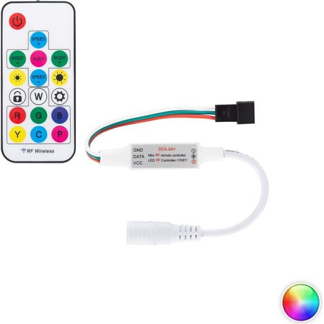 Mini Controller Striscia LED RGBIC Digitale SPI 5-24V con Telecomando RF RGB