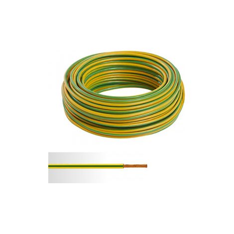Fil électrique souple 16mm2 vert/jaune – Câble isolé en PVC – Conducteur en cuivre pour circuits électriques – 450 à 750V – Miguelez