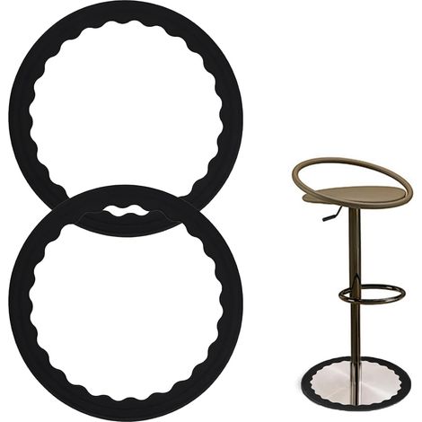 Lot de 2 anneaux de protection pour pieds de tabouret de bar, en silicone antidérapant, sans rayures, sans bruit, protège le sol en bois, convient aux bases de chaise de 36,8 cm à 41,9 cm, noir (1/5)