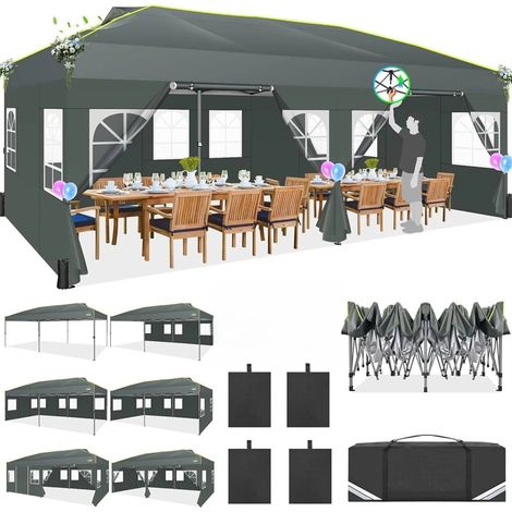 SIENTICE Gazebo pliant 3 x 6 m-Imperméable, robuste et résistant aux intempéries (toutes saisons) Tente de réception pliable à ouverture rapide avec protection UV, idéale pour les mariages en plein a (1/5)