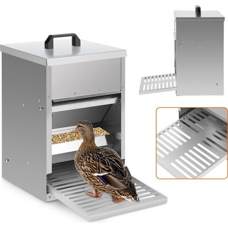 EINFEBEN Hühnerfutterautomat aus verzinktem Stahl – 5 kg automatischer Spender mit Fußpedal und wasserdichtem Schutz für Hühner und Geflügel (1/5)