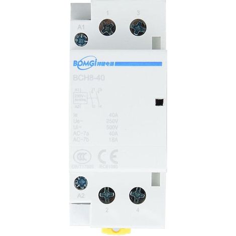 Contactor AC 40A DIN Rail Contactor AC 2 Pole, 2P 1NO1NC 50/60HZ (220V/230V) Low Power Consumption Contactor AC Rail Domestic 50/60Hz 220V/230V + Contactor 220V Contactor (1/5)