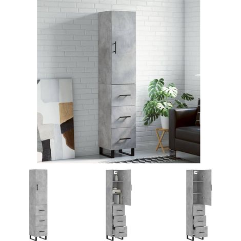 The Living Store Highboard Betongrau 34,5x34x180 cm Holzwerkstoff - Sideboards (1/5)