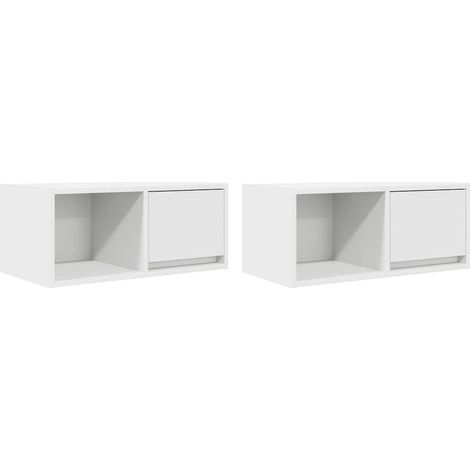 Meubles TV Banc TV Armoire TV 2 pcs blanc 60x31x25,5 cm bois d'ingénierie (1/5)