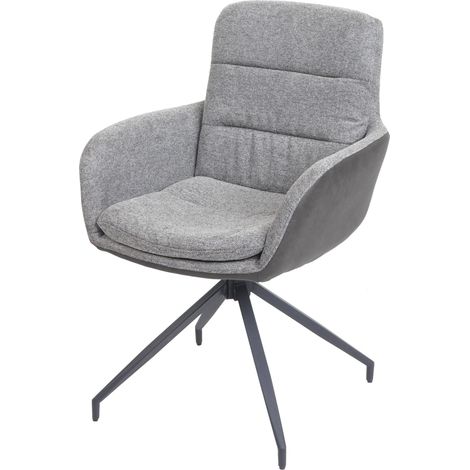 Chaise de salle à manger fauteuil pivotant avec accoudoirs en tissu gris foncé 040006334 (1/5)
