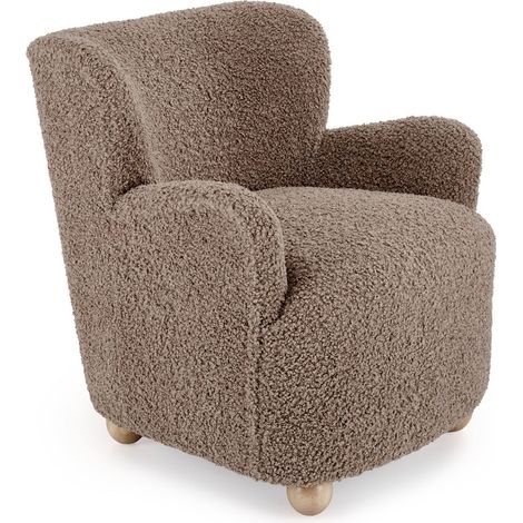 Sillón Houston 2097, De color marrón claro, 82x80x80cm, Tapiz, Patas: Madera, 0 (1/3)