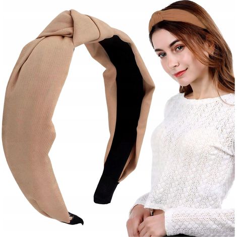 Ampia fascia per capelli beige, da annodare (1/5)