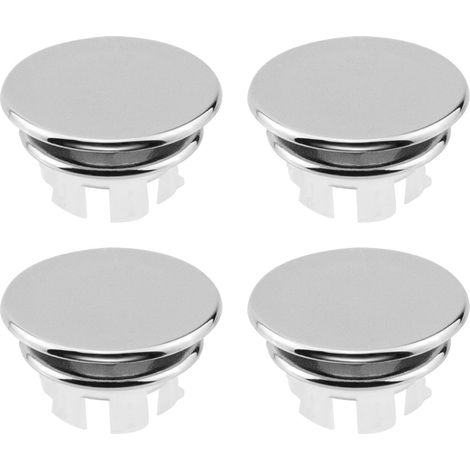 Lot de 4 bouchons de trop-plein ronds pour lavabo de salle de bain (argenté) (1/5)