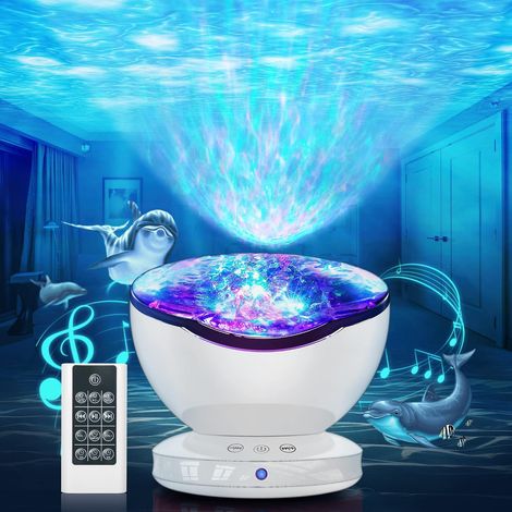 Lampe projecteur LED simulant les vagues de l'océan, veilleuse pour enfants avec 8 modes de couleur, 6 sons musicaux, télécommande et minuterie, lampe de chevet pour la décoration de la chambre de béb (1/5)