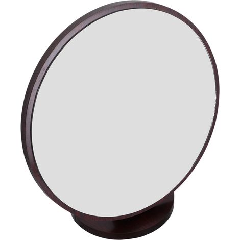Miroir de Maquillage Rond en Bois Ancien Cadre en Bois Poli la Main, Bords Arrondis Lisses, pour Bureau et Salon Style Vintage Élégant (1/5)