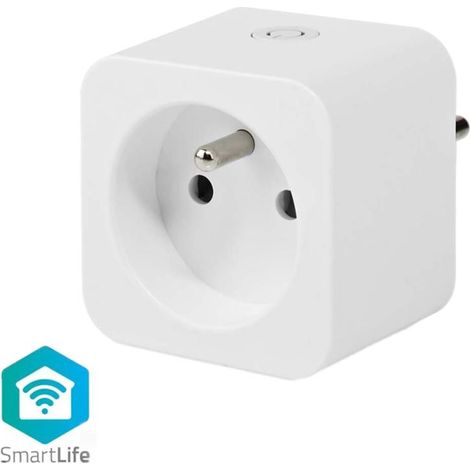 Prise intelligente connectée Wi-Fi avec wattmètre – Commande vocale Google Home/Alexa – Programmable – 3680W 16A Type E (CEE 7/6) – Nedis (1/8)
