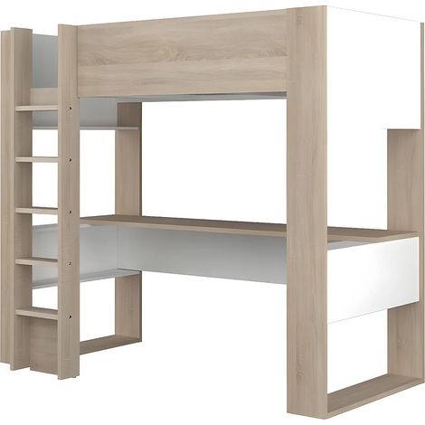 Letto a soppalco con scrivania e scomparti integrati 90 x 200 cm - NOAH (1/5)