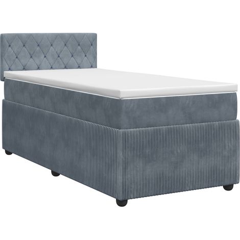 Letto box spring con materasso Grigio Scuro 90 x 190 cm Velluto vidaXL (1/5)