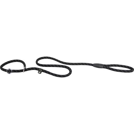 Laisse et Collier pour Chiens Sport Reflex, Laisse Réfléchissante avec Collier Demi-étrangleur Ajustable, en Corde de Nylon, Poignée pour Un Contrôle Sûr, Longueur 170 cm, Noir (1/5)