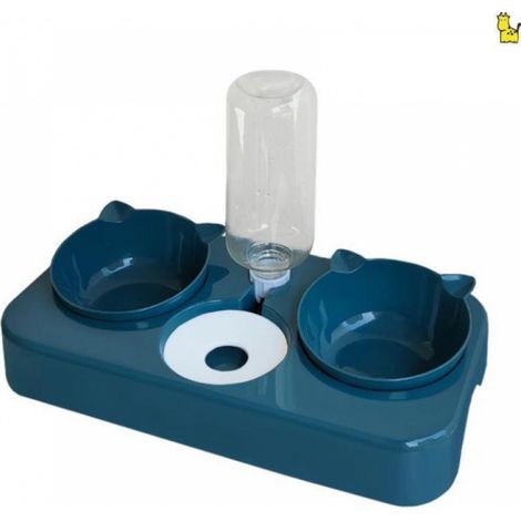 Gamelle double pour nourriture et eau pour chats, avec système anti-mouches, deux en un pour chiens et chats, usage quotidien portable.-AquaForge (1/3)
