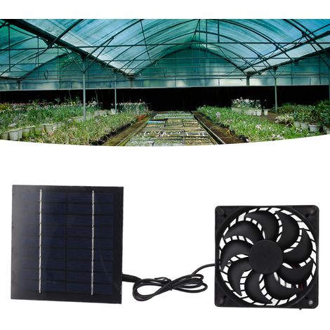 Ventilateur Solaire Kit 10W ABS 14.5x14.5cm 12x12x2.5cm pour Serre Petite Cabane Ventilation Solaire (1/5)