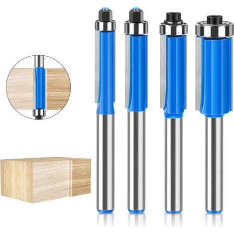 Sollbry 4 Pcs Set Fraise Defonceuse 8mm Tige, Fraise a Copier a Bois, Fraises pour Défonceuses avec Roulement Supérieur, Fraise pour Affleurer, pour Menuiserie Bricolage de Coupe (1/5)