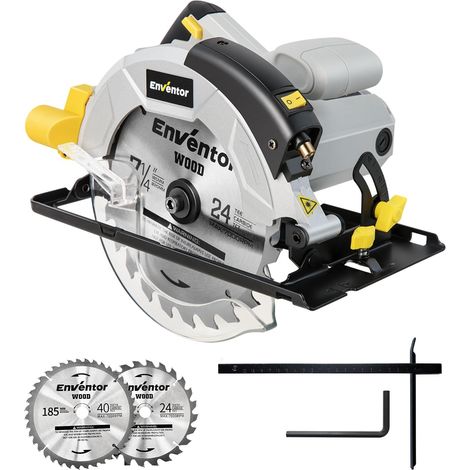 Scie Circulaire avec Guidage Laser, 1200W, 2 Lames Ø 185mm 5800RPM, Profondeur de Coupe Max: 62 mm (90°) et 42 mm (45°), moteur en cuivre pur (1/5)