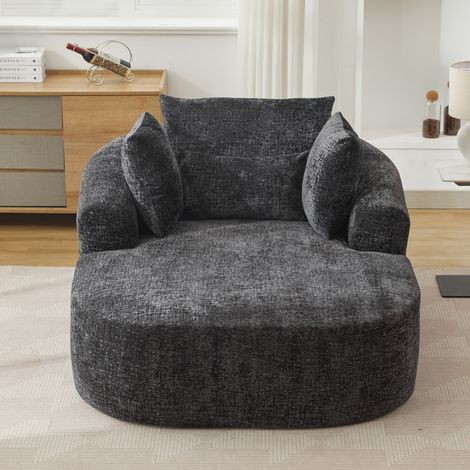 Chaise longue surdimensionnée d’intérieur, canapé moderne en velours côtelé capitonné avec coussin décoratif et accoudoirs, canapé-lit pour salon, chambre, appartement (1/5)