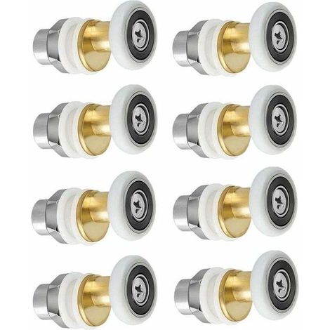 YMYNY Roulette Porte Douche, Roulettes de Porte Coulissante Cabine de Douche Porte Poulies Roue de Rechange pour Rouleau avec Diamètre de Roues 27mm, 8 Pièces (1/4)