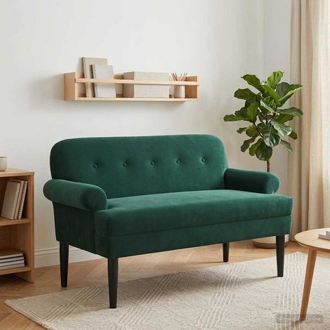Teenpull – Zweisitzer mit Knopfheftung Dunkelgrün 120 x 66 x 78 cm Samt (1/5)