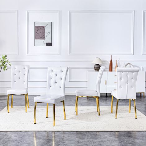 Lot de 2 chaises de salle à manger rembourrées rétro en peau d’alligator, avec design à boucle en cristal et effet cuir synthétique, une touche d’élégance et de mystère pour la salle à manger. Pieds e (1/5)