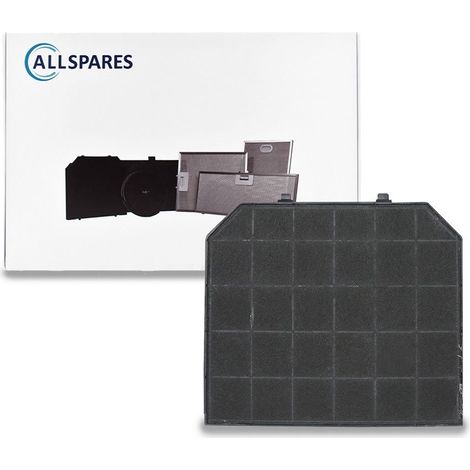 Filtro de carbón AllSpares para campanas extractoras compatible con Ciarra CBCF004 y Candy 49036641 (256x215x14mm)