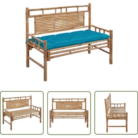 Banc de jardin Banquette de jardin Siège/Chaise avec coussin 120 cm Bambou BTEB82374 (1/5)