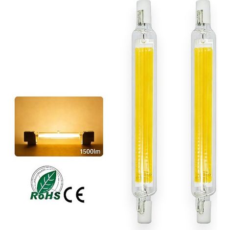 Lot de 2 ampoules LED R7S 20 W 118 mm, 3000 K blanc chaud, dimmables, 1500 lm, COB double face, 360°, AC 220-240 V, tubes lumineux économes en énergie (1/5)