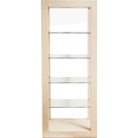 Colonne de salle de bain 4 étagères en verre transparent – Bois chêne – Dimensions 70 x 45 x 180 cm – Meuble élégant et contemporain – Cedam (1/3)