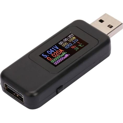 Testeur de Chargeur USB avec Affichage LCD Voltmètre Ampèremètre Numérique DC 4 30V Noir (1/4)