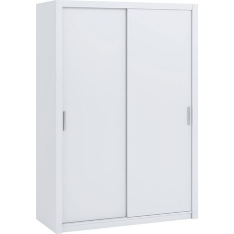 Armario Catromi 105, Blanco, 215x150x62cm, Puertas de armario: Correderas, Número de estantes: 5