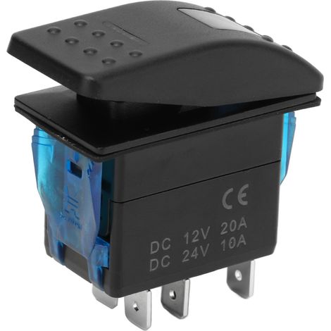 Wasserdichter Stiftschalter mit Ein/Aus-Funktion, einpolig, mit doppelter LED-Beleuchtung, blauer Hintergrundbeleuchtung, für Boote, SUVs und LKWs 12-24V. (1/5)