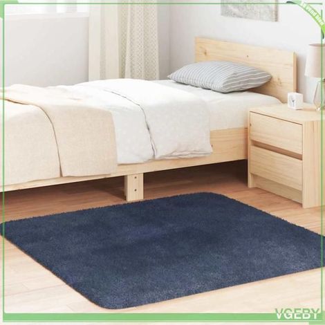 Tapis shaggy - FAFEISY - NAVARRA - bleu marine - 120x120 cm - antidérapant (1/5)