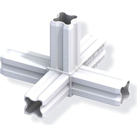 Etoile connecteur 90° pour tube PVC/alu - blanc 5 branches 23.5mm carrées (1/2)