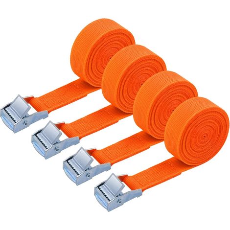 Cinghie di fissaggio, kit di fissaggio 3M da 4 pezzi con cinghia di serraggio e fibbia, per portapacchi di moto, auto e biciclette, resistenza alla trazione: 250 kg/pezzo (arancione) (1/5)