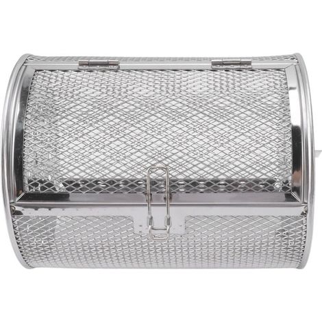 EJ.Life Cage de gril en acier inoxydable Panier de gril roulant, maille ronde de gril de barbecue en acier inoxydable pour légumes de noix séchées aux arachides B (1/5)