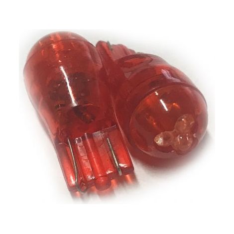 Coppia 2 Lampade Led T10 Con 3 Led F3 Colore Rosso Red 12V 0,2W