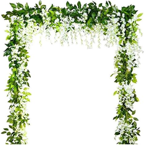 Künstliche, hängende Glyziniengirlande (5 Stück, je 1,9 m) für Hochzeitsbögen und Blumendekoration. (1/5)