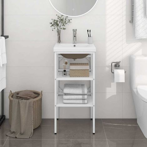 vidaXL Estructura de baño con lavabo incorporado hierro blanco (1/5)