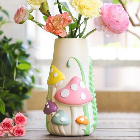 Vase à Champignons Pastel pour Fleurs, 20,3 cm de Haut, décoration de Champignon Funky Arc-en-Ciel, vases éclectiques pour Fleurs, Vase décoratif coloré Unique, Jolie décoration de Chambre (1/5)