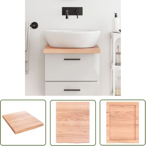 The Living Store Comptoir de salle de bain marron 40x50x(2-4) cm bois traité - Comptoir Salle De Bain - Comptoir Bois - Plan De Travail Salle De Bain - Meubles Salle De Bain - Meuble Lavabo (1/5)