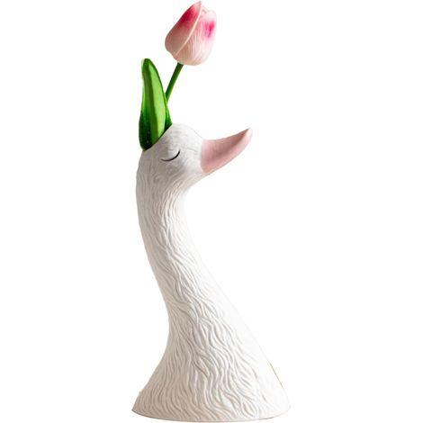 Vase de Cygne, Vase en céramique Figurine de Cygne Blanche Mignon Pot de Sculpture de table en céramique, ornements de chambre à coucher pour la maison pour la pièce maîtresse de mariage (1/5)