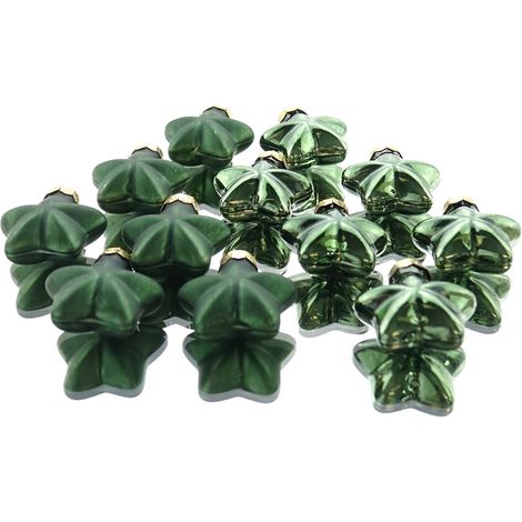 Kaemingk – Pendentifs de Noël mini-étoiles – Vert sapin, Ø 4 cm, verre, lot de 12 (1/2)